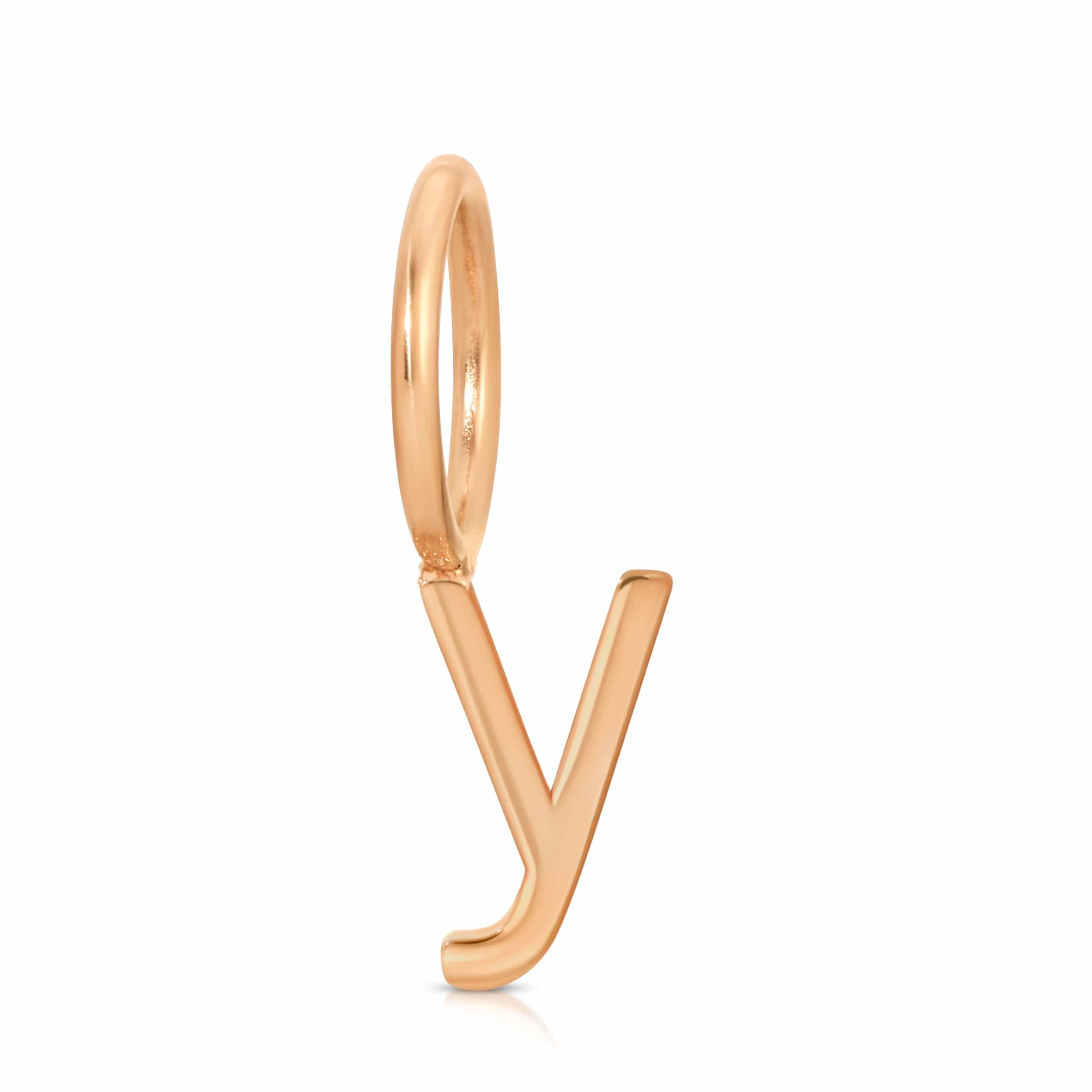 Rose gold letter 'Y' earring on a white background