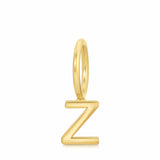 Gold letter 'z' pendant on a white background