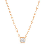 A C'est Moi Deco Necklace in rose gold on a white background. 