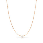 A Single Birthstone Layering Necklace - Rose Gold in Diamond on a white background. 