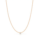 A Single Birthstone Layering Necklace - Rose Gold in Diamond on a white background. 