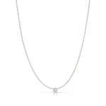 A Single Birthstone Layering Necklace - White Gold in Diamond on a white background.