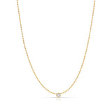 A Single Birthstone Layering Necklace - Yellow Gold in Diamond - April on a white background.