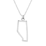 An Alberta pendant necklace in sterling silver on a white background. 