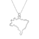 A Brazil pendant necklace in sterling silver on a white background. 