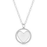 A sterling silver Be Gentle in Grief Necklace showing the side with space for engraving on a white background. 