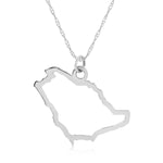 A Saudi Arabia pendant necklace in sterling silver on a white background.