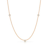 A Triple Birthstone Layering Necklace - Rose Gold in Diamond - April on a white background. 