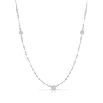 A Triple Birthstone Layering Necklace - White Gold in Diamond - April on a white background. 