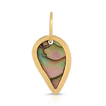 The back of an Abalone Leaf Charm on a white background. 