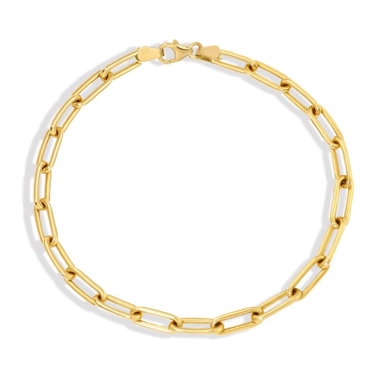A Bold Link Bracelet in yellow gold on a white background. 
