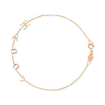 A rose gold Custom Gold Bracelet - 5 Letters with the letters H, A, P, P and Y on a white background. 