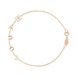 A rose gold Custom Gold Bracelet - 5 Letters with the letters H, A, P, P and Y on a white background. 