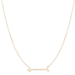 A Straight as an Arrow Necklace in rose gold on a white background. 