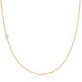 A rose gold 14K Gold Asymmetrical Birthstone Necklace - Opal (October) on a white background. 