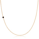 A rose gold 14K Gold Asymmetrical Birthstone Necklace - Onyx (August) on a white background. 