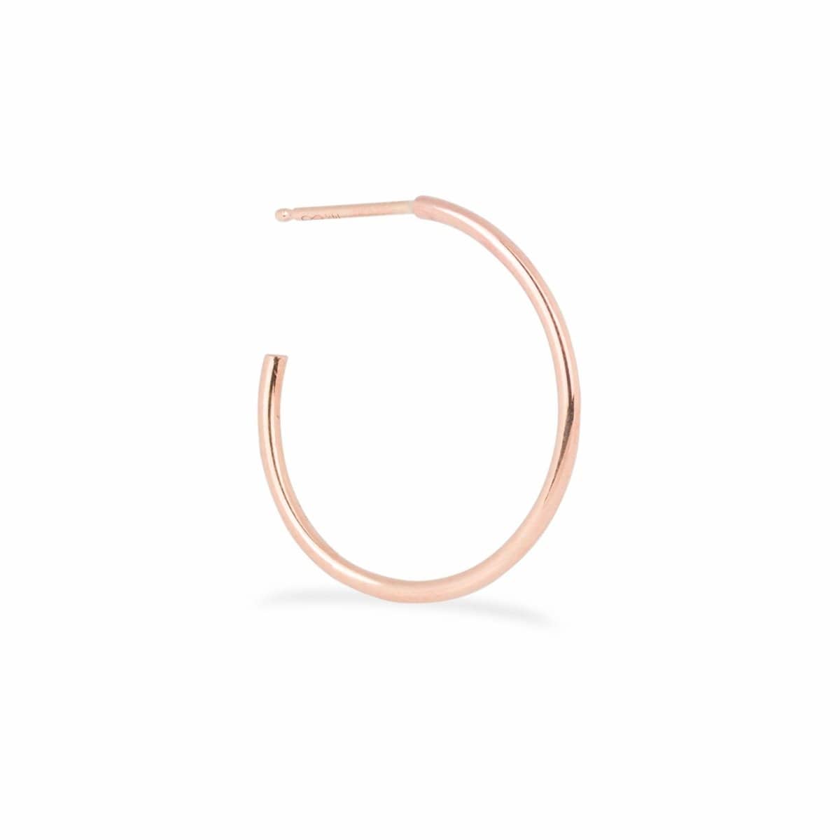 A Crescent Hoop / Medium in rose gold on a white background.