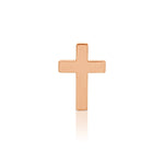 A Charm Stud - Cross in rose gold on a white background. 