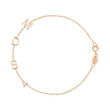 A rose gold Custom Gold Bracelet – 4 Letters with the letters M, D and S and the number 4 on a white background.