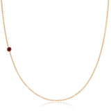 A rose gold 14K Gold Asymmetrical Birthstone Necklace - Garnet (January) on a white background. 