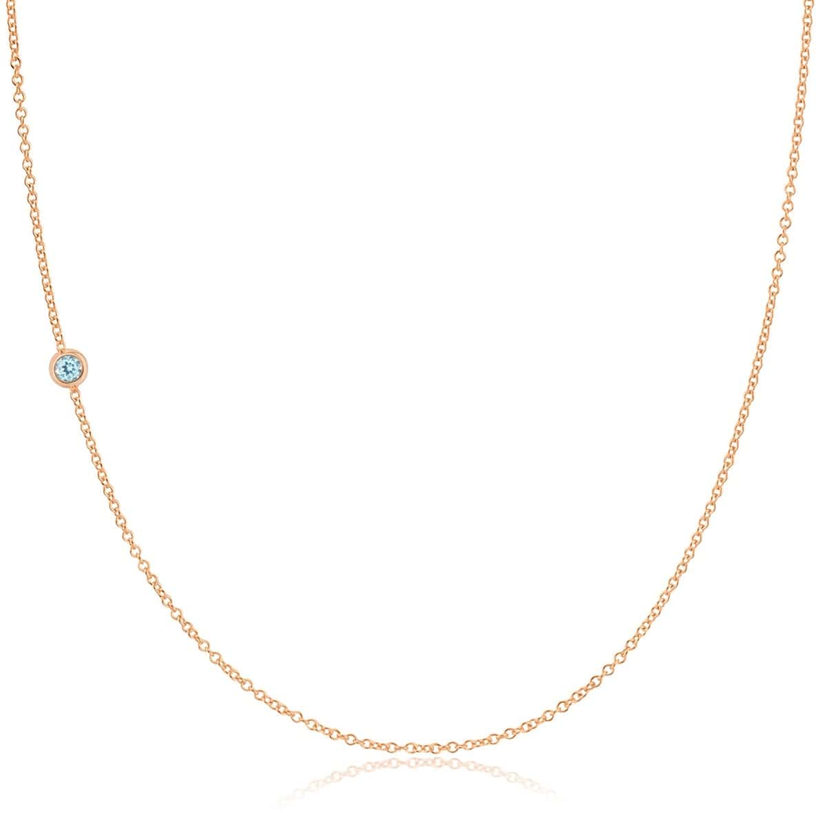 14K Asymmetrical Birthstone Necklace Aquamarine