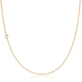 A rose gold 14K Gold Asymmetrical Birthstone Necklace - Moonstone (June) on a white background. 