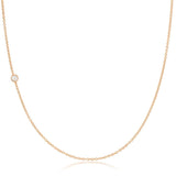 A rose gold 14K Gold Asymmetrical Birthstone Necklace - Pearl (June) on a white background. 