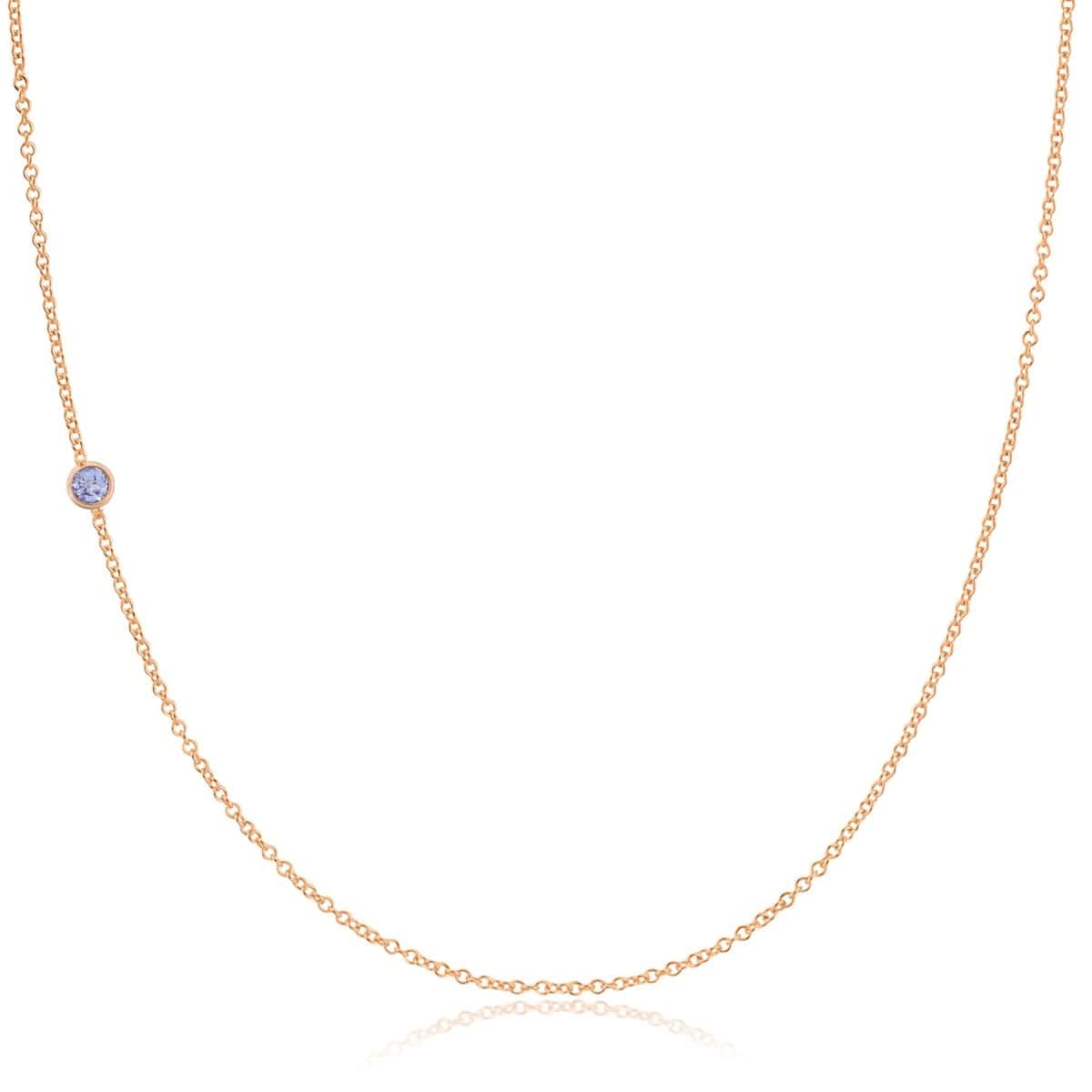 14K Asymmetrical Birthstone Necklace Tanzanite