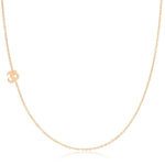 A rose gold 14k Gold Asymmetrical Charm Necklace - Om with a cable chain on a white background. 
