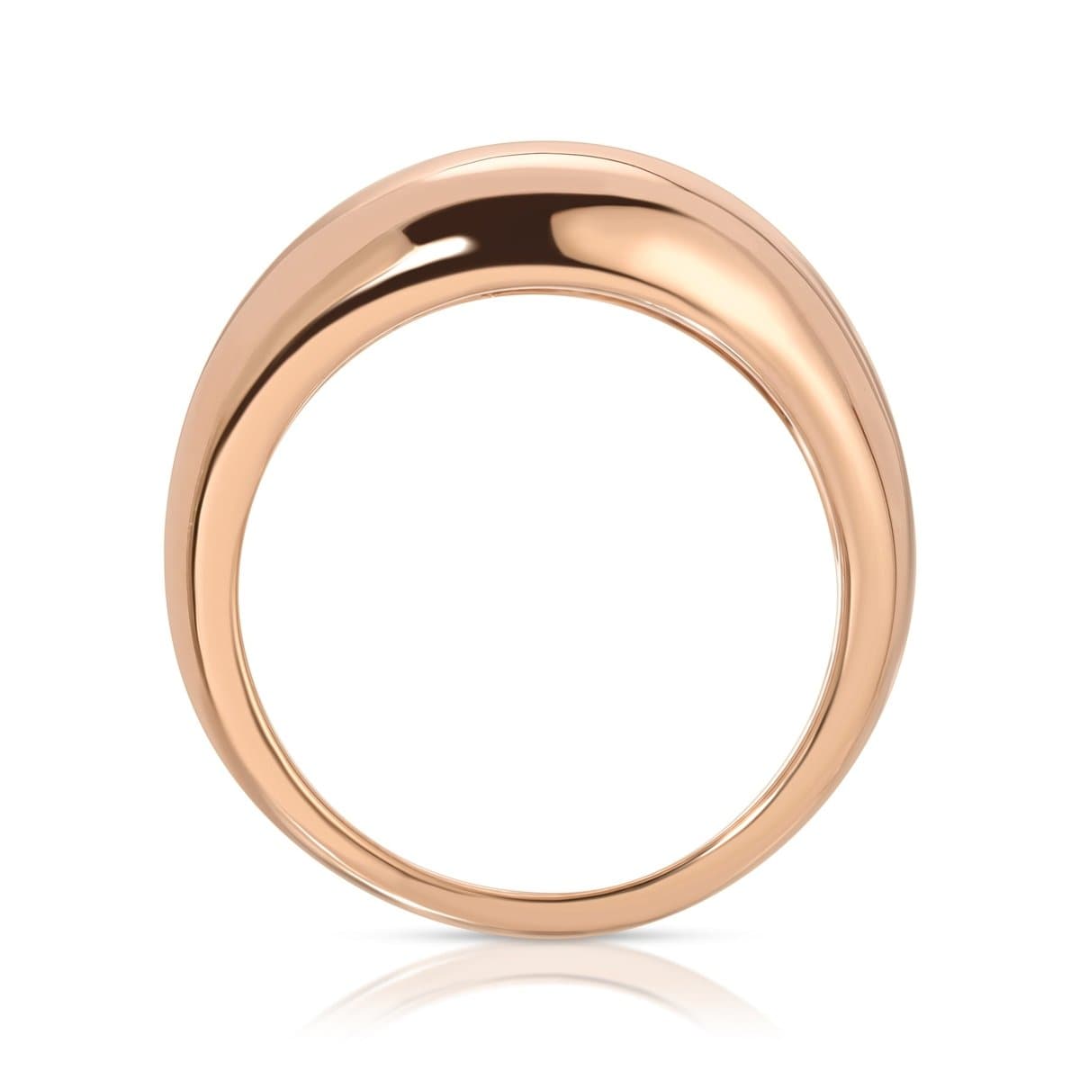 A Paris Ring in rose gold on a white background. 