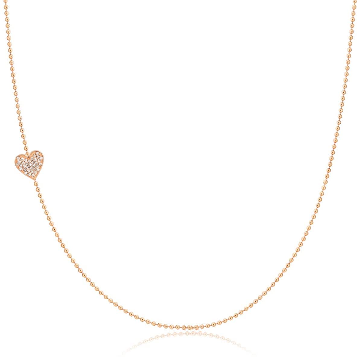 14K Solid Yellow Gold Basket Weave Heart Pendant Necklace - Dainty Love Charm
