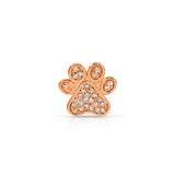 A Pavé Charm Stud - Paw in rose gold on a white background.