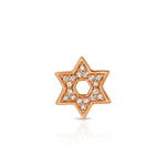 A Pavé Charm Stud - Star of David in rose gold on a white background.
