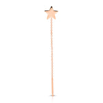 A 14K Gold Charm Threader Earring in star and rose gold on a white background. 