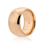 A Thick Band in rose gold on a white background. 