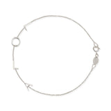 A white gold Custom Gold Bracelet – 4 Letters with the letters L, O, L, A on a white background.