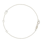A white gold BFF Bracelet in a beaded chain bracelet on a white background. 