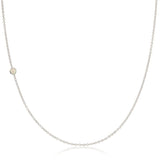 A white gold 14K Gold Asymmetrical Birthstone Necklace - Opal (October) on a white background. 