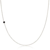 A white gold 14K Gold Asymmetrical Birthstone Necklace - Onyx (August) on a white background. 