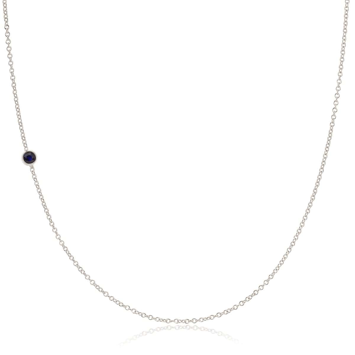 14K Asymmetrical Birthstone Necklace Sapphire