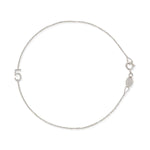 A white gold bracelet with a number 5 charm on a white background. 