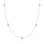 The 5 of Hearts Necklace in white gold on a white background. 