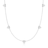The 5 of Hearts Necklace in white gold on a white background. 