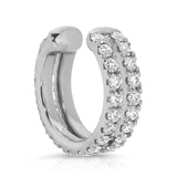 A Pavé Double Ear Cuff in white gold on a white background.