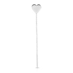 A 14K Gold Charm Threader Earring in heart and white gold on a white background. 