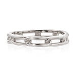 A white gold Link Ring on a white background. 