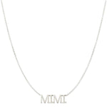 A MIMI Necklace in white gold on a cable chain on a white background.


