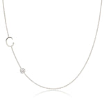 A Monogram Necklace with Diamond White Gold with the letter C on a white background.