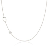 A Monogram Necklace with Diamond White Gold with the letter C on a white background.