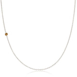 A white gold 14K Gold Asymmetrical Birthstone Necklace - Citrine (November) on a white background. 